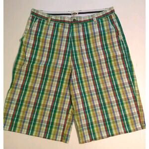 PJ Mark Long Men's Shorts - Size 38 - Plaid Green "Make Your Mark"